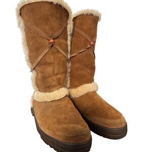 UGG Australia Womens 9 Chestnut Sheepskin Tall Boots Boho Rare Vintage
